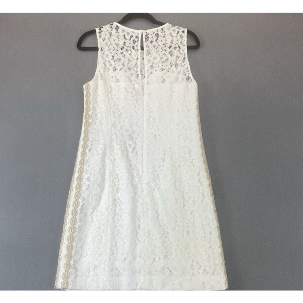 Lilly Pulitzer Dress Womens 10 White Corded Floral Lace Mila Shift NWT Gold Trim - Picture 2 of 16